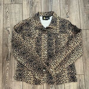 Christine Alexander XL Leopard Print Jacket w/ Rhinestones & Rhinestone Buttons